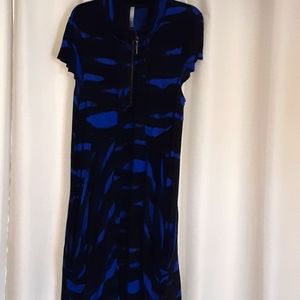 Kensie dress XL electric blue an black camouflag big deep side pocket zip front